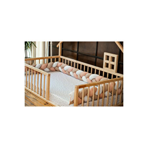 Montessori Doğal Ahşap Çatılı Çocuk Yer Yatağı