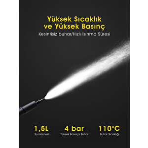 Piran Tech Cb-107c Siyah Çok Fonksiyonlu Buharlı Temizlik Makinası - Buharlı Temizleyici