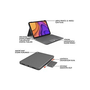 Logitech Folio Touch Ipad Air 4. Ve 5. Nesil Ile Uyumlu Aydınlatmalı Klavyeli Kılıf - İngilizce