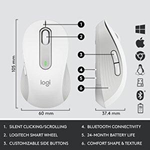 Signature Mk650 Multi-device Bolt Alıcılı Bluetooth Kablosuz Klavye Ve Mouse Seti Türkçe Q - Beyaz