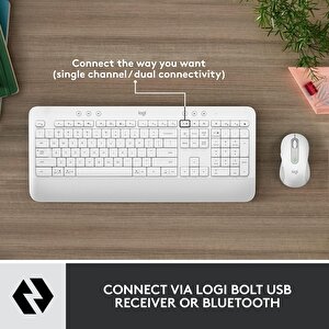 Logitech Signature Mk650 Multi-device Bolt Alıcılı Bluetooth Kablosuz Klavye Ve Mouse Seti Türkçe Q - Beyaz