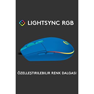 G102 Lightsync Optik Kablolu Oyuncu Mouse - Mavi