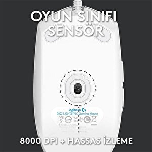 Logitech G102 Lightsync Optik Kablolu Oyuncu Mouse Beyaz