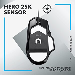 G502 X Kablolu Hero 25k Sensörlü Rgb Aydınlatmalı Oyuncu Mouse - Siyah