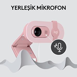 Logitech Brio 100 Full Hd 1080p Gizlilik Kapaklı Mikrofonlu Web Kamerası - Pembe