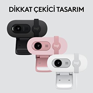 Logitech Brio 100 Full Hd 1080p Gizlilik Kapaklı Mikrofonlu Web Kamerası - Pembe