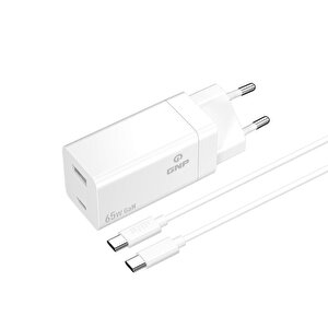 Gnp 65w  Gan Type-c To Type -c Seyahat Şarj Aleti Beyaz