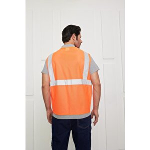 Orange Safety Mühendis Tipi Fileli İkaz Yeleği