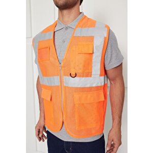 Orange Safety Mühendis Tipi Fileli İkaz Yeleği