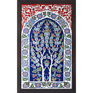 60x100 Cm Ed 620 Çift Hayat Ağacı El Dekoru Çini Pano