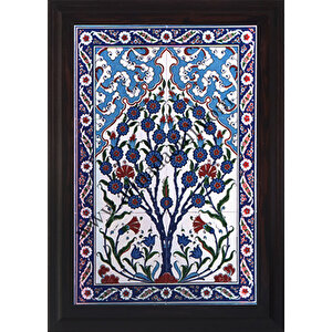 40x60 Cm Ed 514 Kobalt Hayat Ağaç El Dekoru Çini Pano