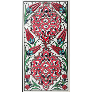 10x20 Cm Ed 230 Kırmızı Rumi Desenli El Dekoru Çini Karo