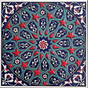 20x20 Cm Ed 332 Kobalt Yıldızgeçme Desenli Eldekoru Çini Karo