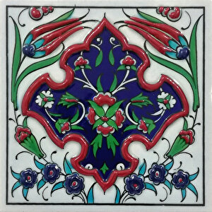 10x10 Cm Ed 102 Madalyon Kütahya El Dekoru Çini Pano
