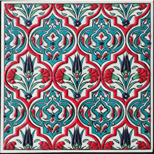 20x20 Cm Ed 310 Turkuaz Madalyon El Dekoru Çini Pano