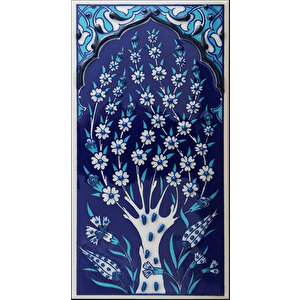 10x20 Cm Ed 204 Kobalt Hayat Ağacı El Dekoru Çini Karo