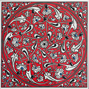 20x20 Cm Ed 325 Kırmızı İznik Rumili Desen Eldekoru Çini Karo