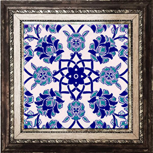 20x20 Cm Ac 10 Selçuk Mavi Çiçek Desenli Kütahya Çini