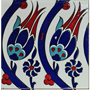 20x20 Cm Sp 77 Kütahya Çinisi İznik Lale Desen Çini Pano