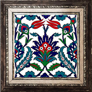 20x20 Cm Ac 19 Laleli Desen Osmanlı Çini Seramik Pano