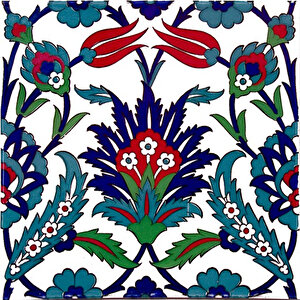 20x20 Cm Ac 19 Laleli Desen Osmanlı Çini Seramik Pano
