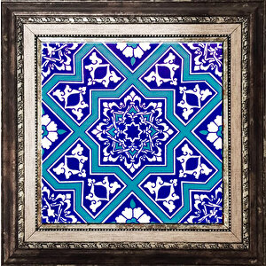 20x20 Cm Ac 12 Selçuk Yıldız Geçme Desenli Çini Pano