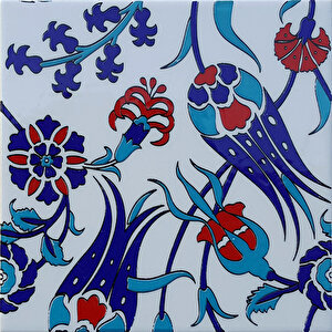 20x20 Cm Sp 105 Lale Çiçek Desen Kütahya İznik Çini Pano