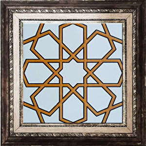 20x20 Cm Sp 89-v Sarı Beyaz Türkmen Yıldızı Çini Pano
