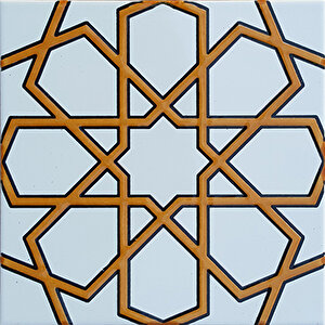 20x20 Cm Sp 89-v Sarı Beyaz Türkmen Yıldızı Çini Pano