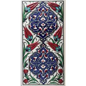 10x20 Cm Ed 229 Kobalt Rumi Desenli El Dekoru Çini Karo