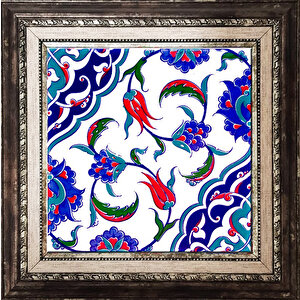 20x20 Cm Ac 44 Osmanlı İznik Desen Kütahya Çini Pano