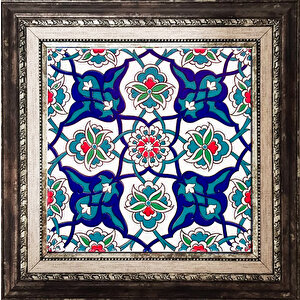 20x20 Cm Ac 27 Kütahya Çini Rumi Desenli İznik Çini Pano