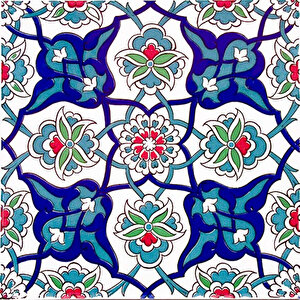 20x20 Cm Ac 27 Kütahya Çini Rumi Desenli İznik Çini Pano