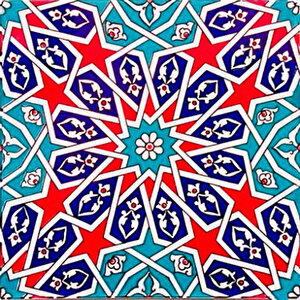 20x20 Cm Ac 28 Geometrik Desenli İznik Kırmızı Çini Pano