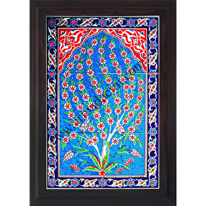 40x60 Cm Ed 603 Turkuaz Hayat Ağacı Çini Pano