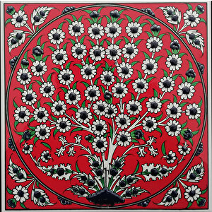 20x20 Cm Ed 329 Kırmızı Hayat Ağacı Eldekoru Çini Karo