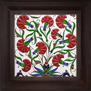 20 X 20 Cm Cm Ed 319  Karanfil Bahçesi İznik Kütahya Çini Pano