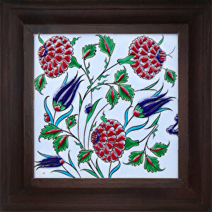 20 X 20 Cm Cm Ed 312  Üç Karanfil İznik Kütahya Çini Pano