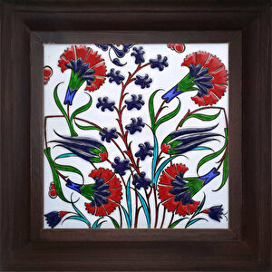 20 X 20 Cm Cm Ed 315  Lale Sümbül Karanfil Kütahya Çini Pano