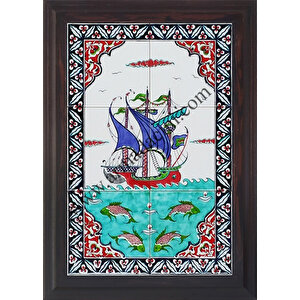 40x60 Cm Ed 500 İznik Kalyon El Dekoru Çini Pano