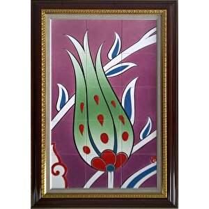 60x100 Cm Ed 614 Pembe Lale El Dekoru Çini Pano
