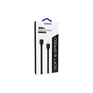 20w Soft Kablo Usb-c / Lightning Şarj Ve Data Kablosu Siyah Sc-11