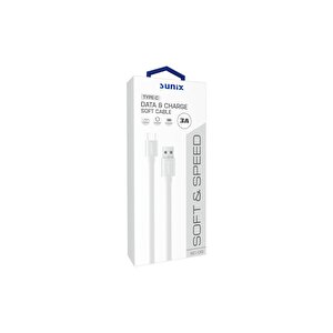Sunix 3a Soft Kablo Type-c Şarj Ve Data Kablosu Beyaz Sc-09