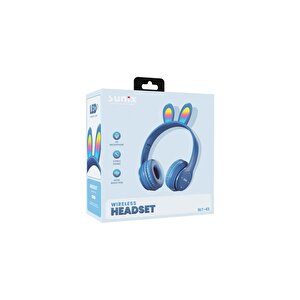 Sunix Wireless 5.0 Stereo Tavşan Kulak Üstü Bluetooth Kulaklık Mavi Blt-43