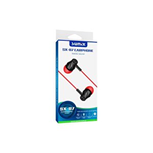 Stereo Ses Mikrofonlu 3.5mm Jack Kulak İçi Kablolu Kulaklık Kırmızı Sx-07