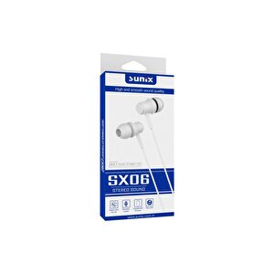 Stereo Ses 3.5mm Jack Kulak İçi Kablolu Kulaklık Beyaz Sx-06
