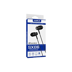 Stereo Ses 3.5mm Jack Kulak İçi Kablolu Kulaklık Siyah Sx-06