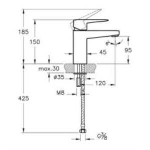 Root Square Lavabo Bataryası A4273136 Yüksek - Mat Siyah