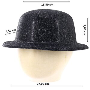 Simli Melon Şapka, 27cm X 7cm X 1 Adet - Siyah