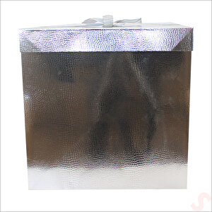 Kapaklı, Katlanır Demonte Karton Kutu, 30cm - Metalik Gümüş